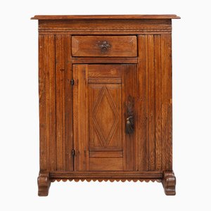 Belgian Hand-Carved Single Door Cabinet in Oak, 16th Century