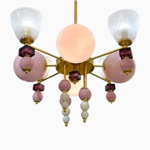 Lustre Sphères de Murano Rose