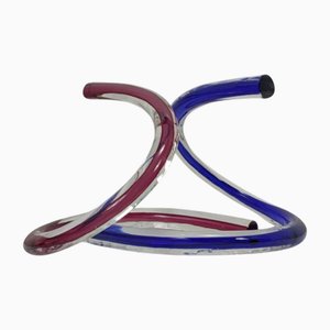 Handgefertigte Swirl Skulpturen, 1960er, Buntglas, 2er Set