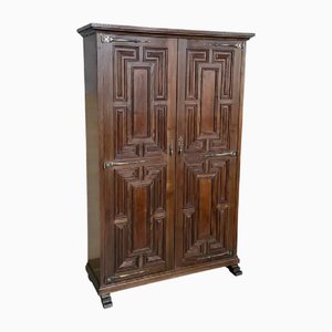 20th Century 2-Door Armoire or Kitchen Cabinet in Carved Walnut, Spain, 1910s