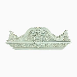 Antique Baroque Classicist Crown Glazed White-Fired Earthenware Tiled Fireplace Mantel
