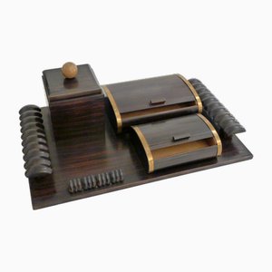 Set da scrivania Art Deco in legno, anni '30