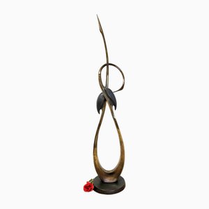 Boris Lovet-Lorski, Large Art Deco Style Crane Birds Sculpture, 1950s, Brass