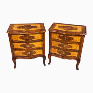Antique Neo-Baroque Bedside Tables with Inlays, 1910s, Set of 2