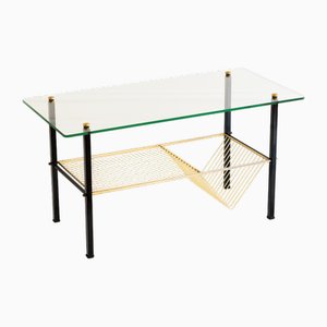 Coffee Table in Glass, Black and Gilt Metal by Pierre Guariche, 1950s