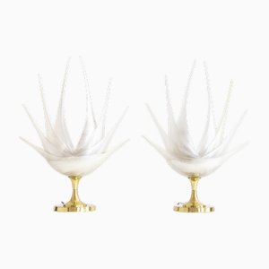 Flower-Shaped Table Lamps from Maison Rougier, Set of 2