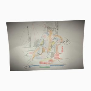 Jacques Courtade, Femme Nue, 1950s, Aquarelle