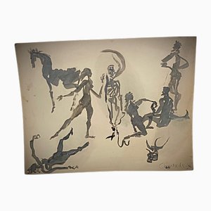Jacques Courtade, La Mort Invitée, 1950er, Aquarell