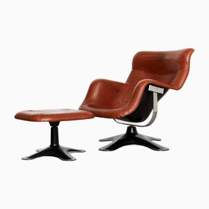 Sedia Karuselli con poggiapiedi di Yrjö Kukkapuro per Haimi, anni '70, set di 2
