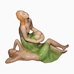Bagnanti al sole in ceramica di Le Bertetti, Torino, 1940