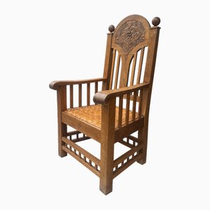 Art Nouveau Throne Armchair in Oak, 1905