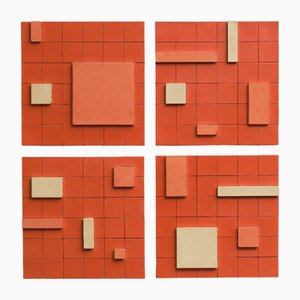 Brutalist Concrete Wall Art in Multicolor by Toms Factory, Set of 4