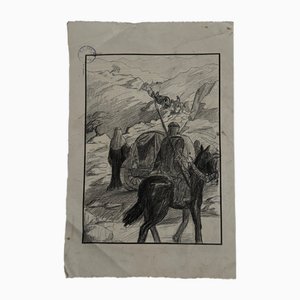 Berger-Lheureux Dit Biloul, Oriental Subject, 1950s, Charcoal