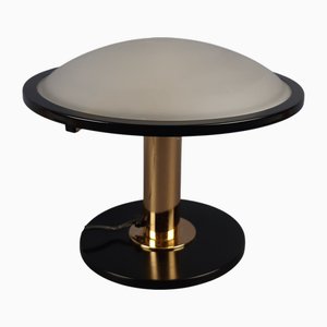 Lampe de Bureau Champignon Moderniste en Laiton et Verre Givré, 1960s