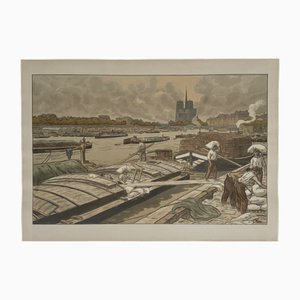Henri Rivière, Notre-Dame vista desde Quai d'Austerlitz, años 20, Litografía