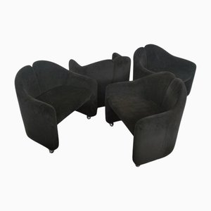 PS142 Wheeled Chairs by Eugenio Gerli for Tecno, Italy, 1970s, Set of 4
