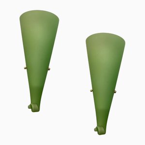 Green Murano Glass Sconces, 1970s, Set of 2