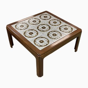 Vintage Coffee Table in Teak and Tiled Tray, 1970s