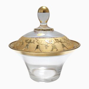 Bol à Bijoux en Cristal avec Détails Dorés, 1960s