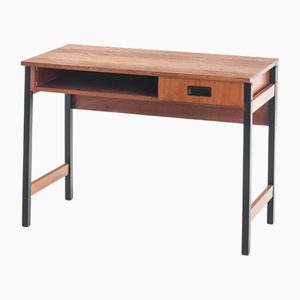 Vintage One-Drawer Desk in Mahogany Veneer and Beech, 1950s