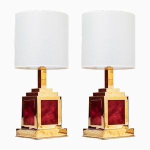 Italian Art Deco Table Lamps in the style of Milo Baughman, 1970s, Set of 2