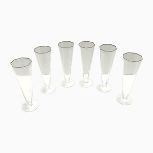 Achteckige Vintage Flöten aus mundgeblasenem Muranoglas von Carlo Moretti, 1980er, 6er Set
