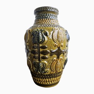 Large Vintage Mustard Floor Vase from Bay Keramik, West Germany, 1980s