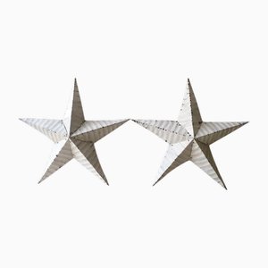 Large Antique Amish Tin Barn Stars, Set of 2