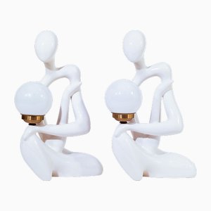 Sculptural Ceramic Table Lamps, Spain, 1970s, Set of 2