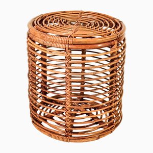 Rattan Hocker oder Korb im French Riviera Stil von Tito Agnoli, Italien, 1970er