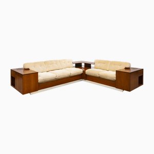 Corner Sofa with Record Player and Bar Compartment from Bernini, Italy, 1970s