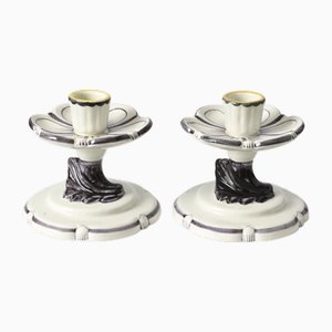 Portacandele in ceramica di Arthur Percy per Gefle, Svezia, anni '30, set di 2
