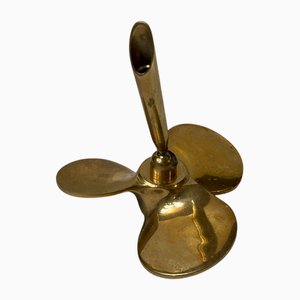 Vintage Nautical Brass Propeller Pen Holder, 1950s