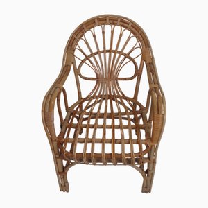 Poltrona Peacook in bambù e vimini, anni '60