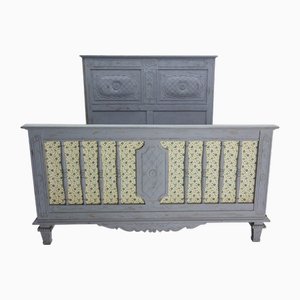 French Louis XVI Style Patinated Wood Double Bed, 1960s