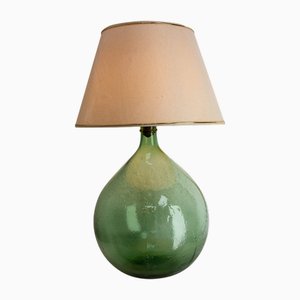 French Lady Jeanne or Carboy Table Lamp in Green Glass, 1940s
