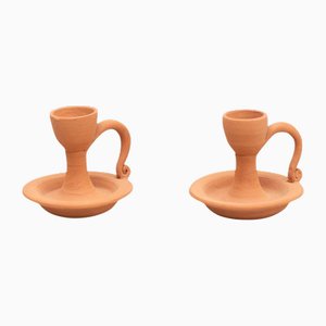 Bougeoirs Rustiques en Faïence, Espagne, 1960, Set de 2