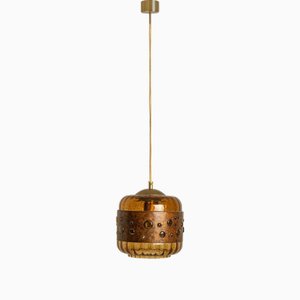 Brutalist Copper and Glass Pendant Lamp in the style of Nanny Still for Raak, 1960s