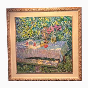 Vyacheslav Zabelin, Im Garten, 1990er, Ölgemälde, Gerahmt