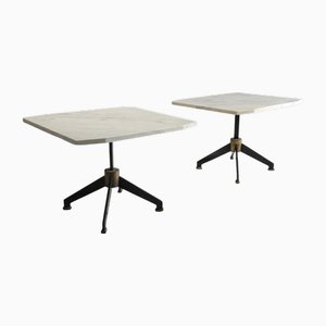 Tables d'Appoint en Marbre, Métal et Laiton, Brésil, 1950s, Set de 2