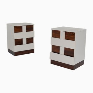 Teak and White Formica Furniture, 1970s, Set of 2