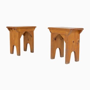 Kleine Bänke aus Tannenholz, 1970er, 2er Set