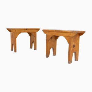 Kleine Bänke aus Tannenholz, 1970er, 2er Set