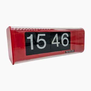 Metor Flip Clock in Red from Solari Udine Italia, 1970s