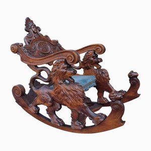 Venetian Royal Rocking Chair in Walnut with Cherubs, 1880s