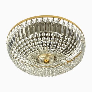 Großer Kronleuchter aus Kristallglas & Messing von Dotzauer, 1950er