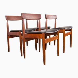 Danish Teak Chairs in Black Skaï by P.E. Jorgensen for Farso Stolefabrik, 1960s, Set of 4