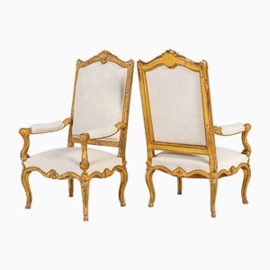 Set de Fauteuils Régence en Bois Doré, France, 1900s