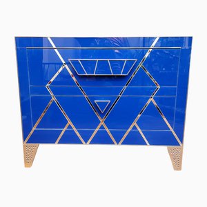 Commode Art Déco en Cristal Bleu, 19ème Siècle