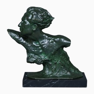 F. Focht, Art Deco Jean Mermoz Sculpture, 1930, Bronze